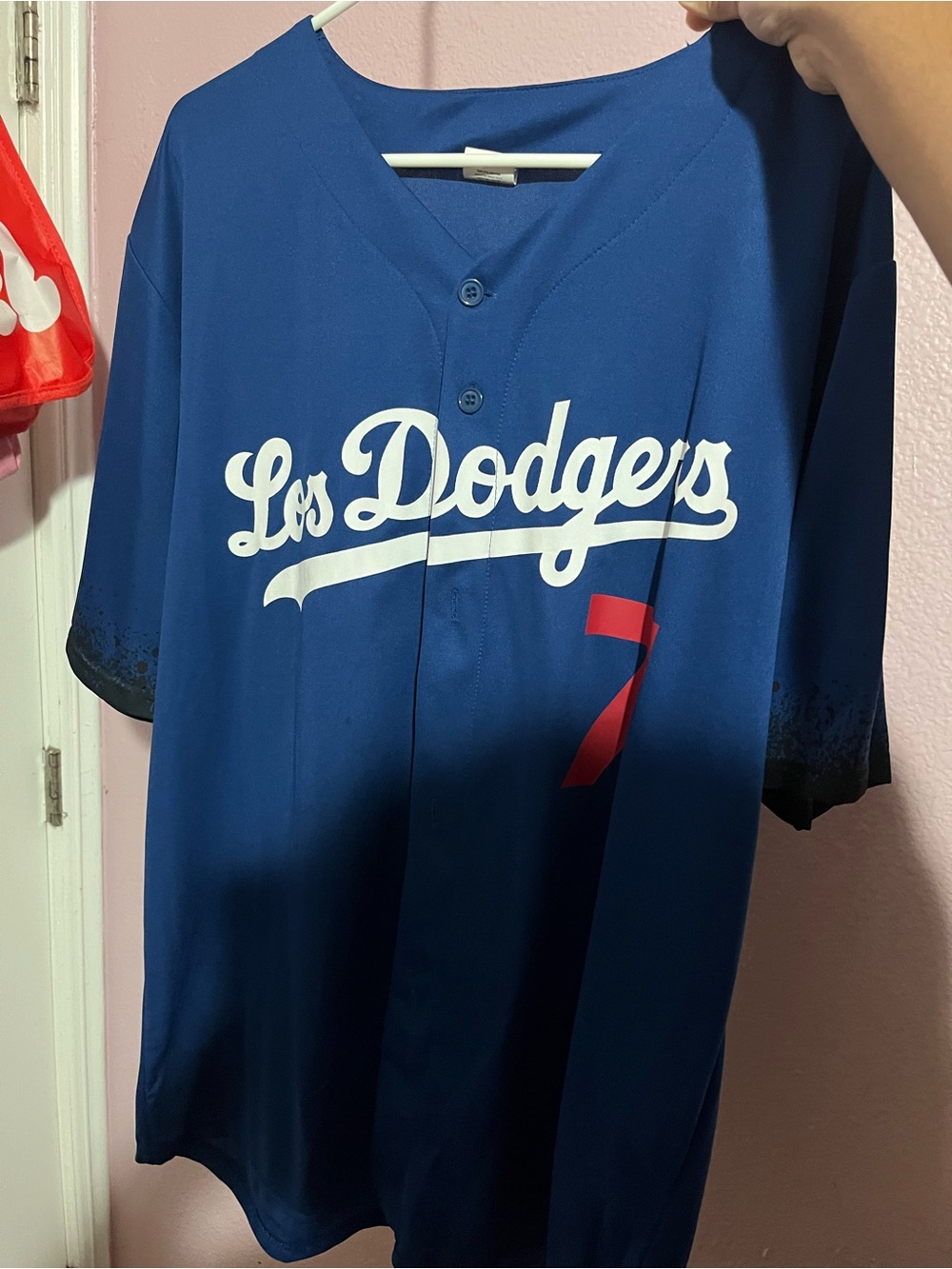 Los Dodgers Men's Baseball Jersey in Royal Blue
